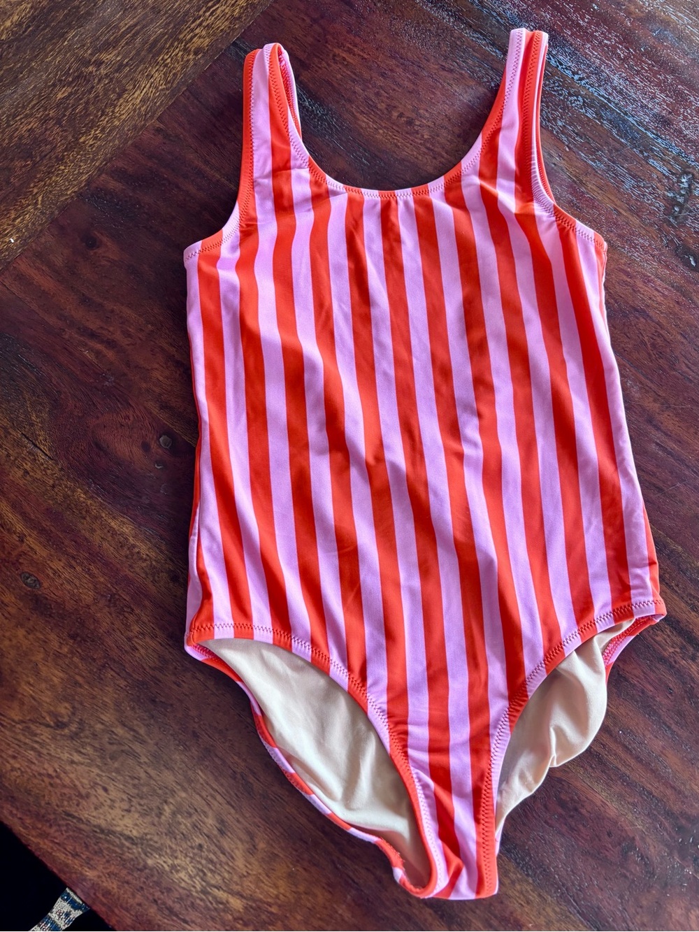 Crewcuts Girls Pink and Red Striped One-Piece Swimsuit
